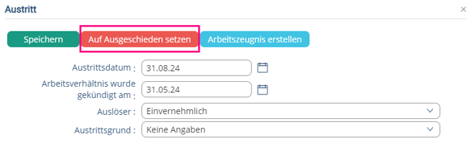 Ausgeschieden