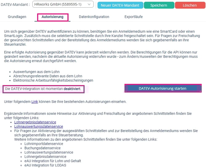 Autorisierung DATEV eAU