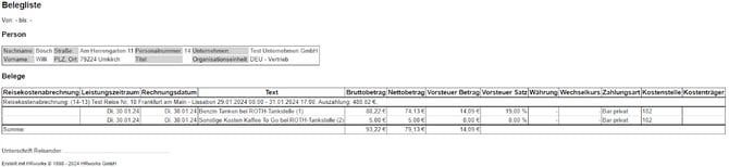 Belegliste