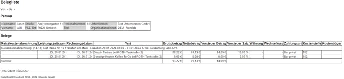 Belegliste