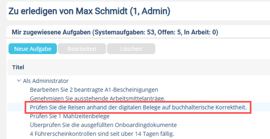 Aufgabe Reisekostenprüfung