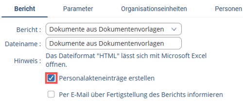HC Bericht Personalakteneinträge