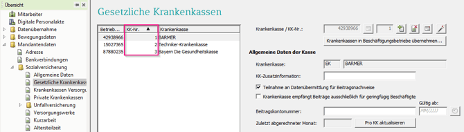 DATEV LuG Krankenkassennummer