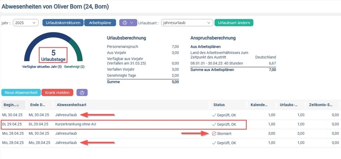 Krankmeldung gemeldet 2